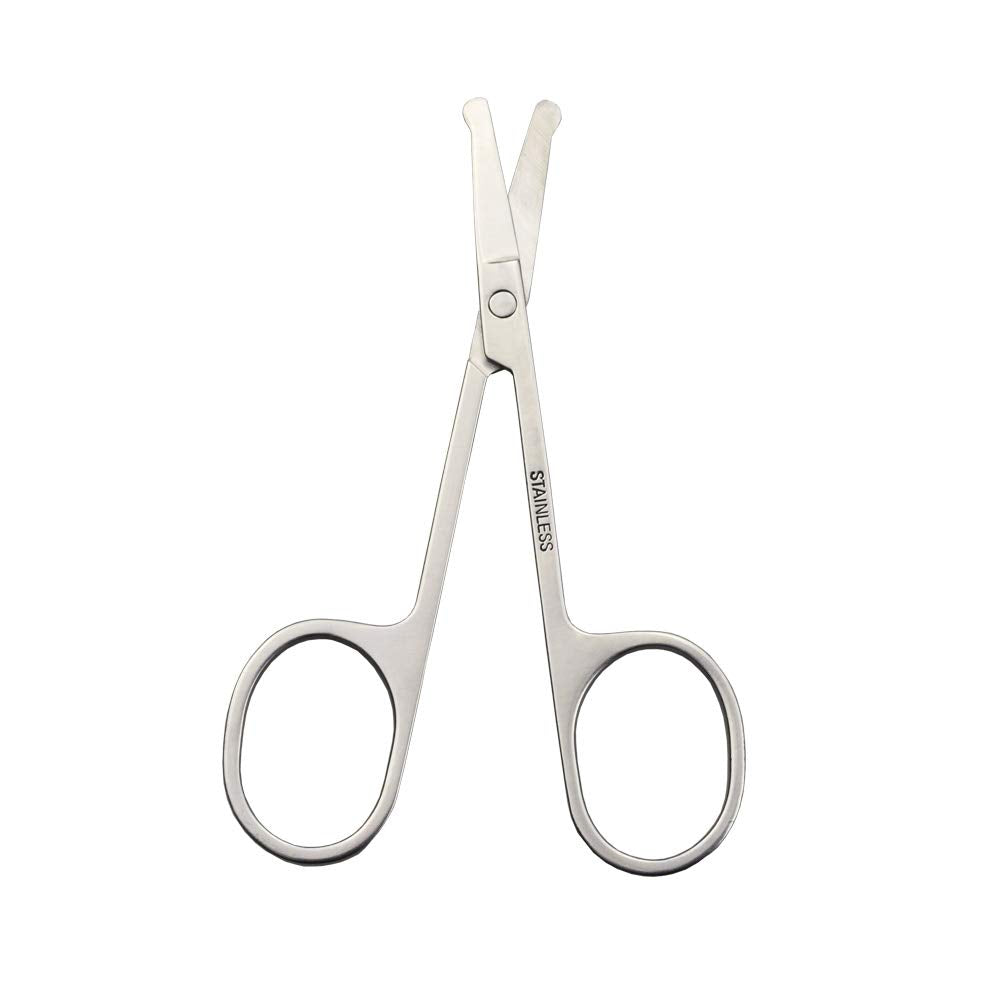 Motanar round-tip grooming scissors demonstrated for face and paw work.