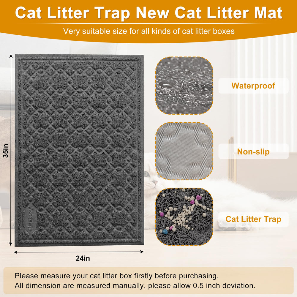 Motsamla Cat Litter Mat with litter trapper design catches spilled litter before spreading