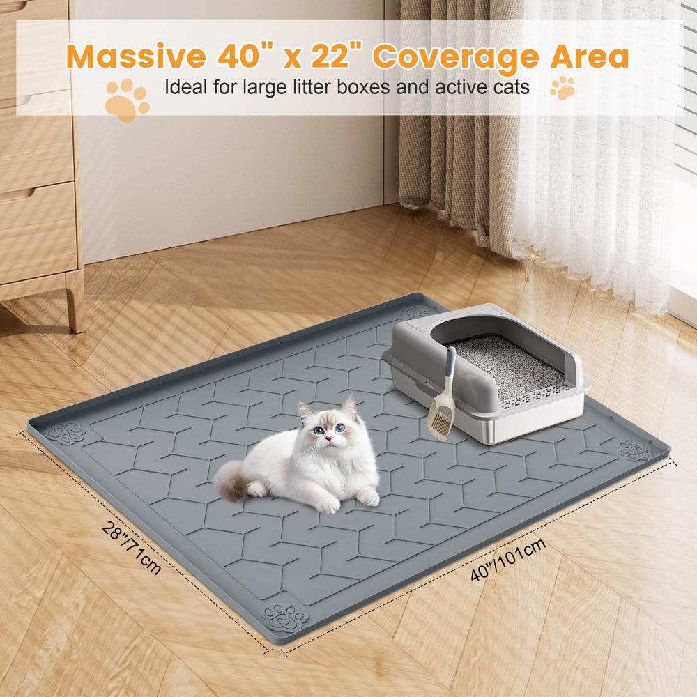 Motsamla silicone mat with raised edges to contain urine.