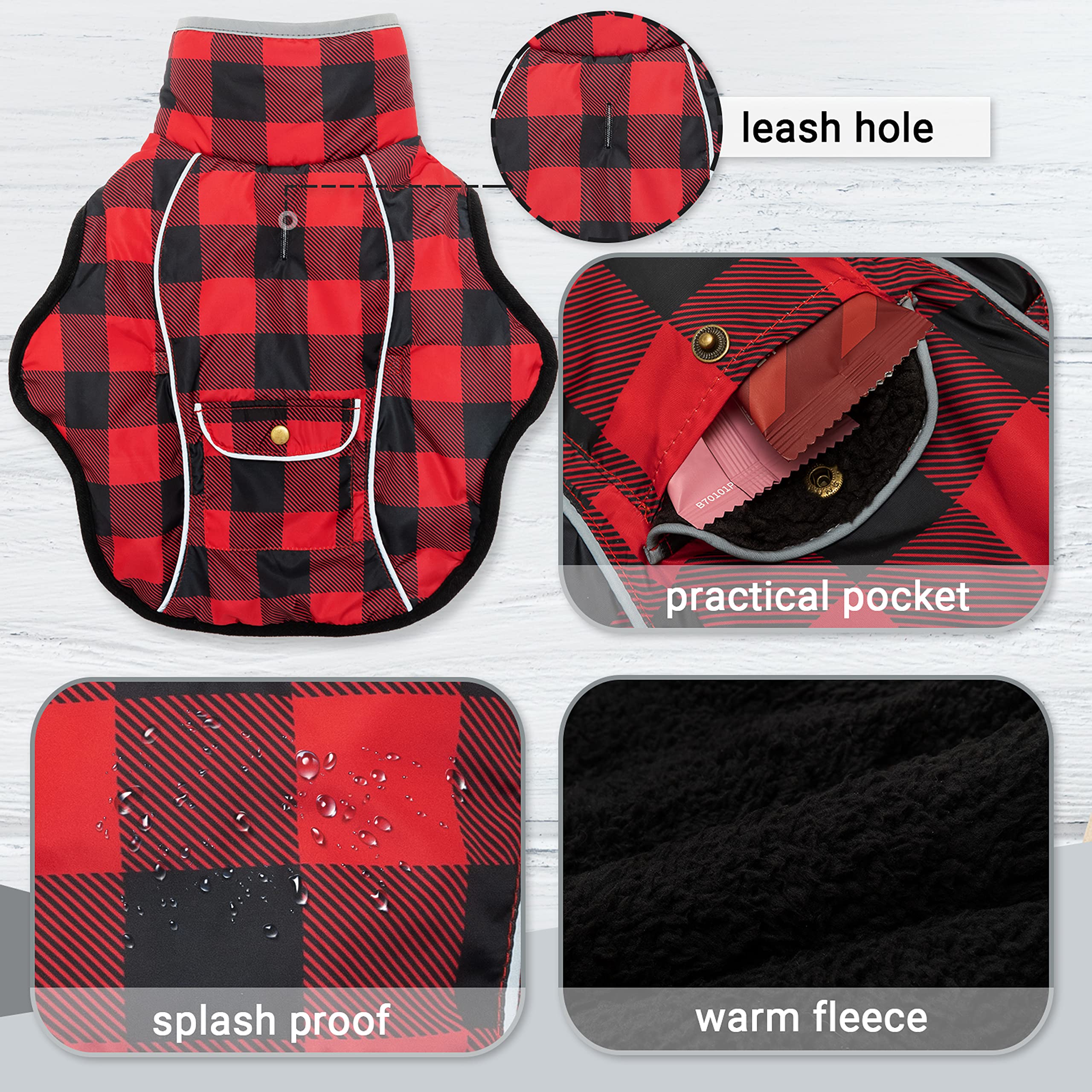 MOTZABO dog winter coat turtleneck design protects the neck from cold wind.