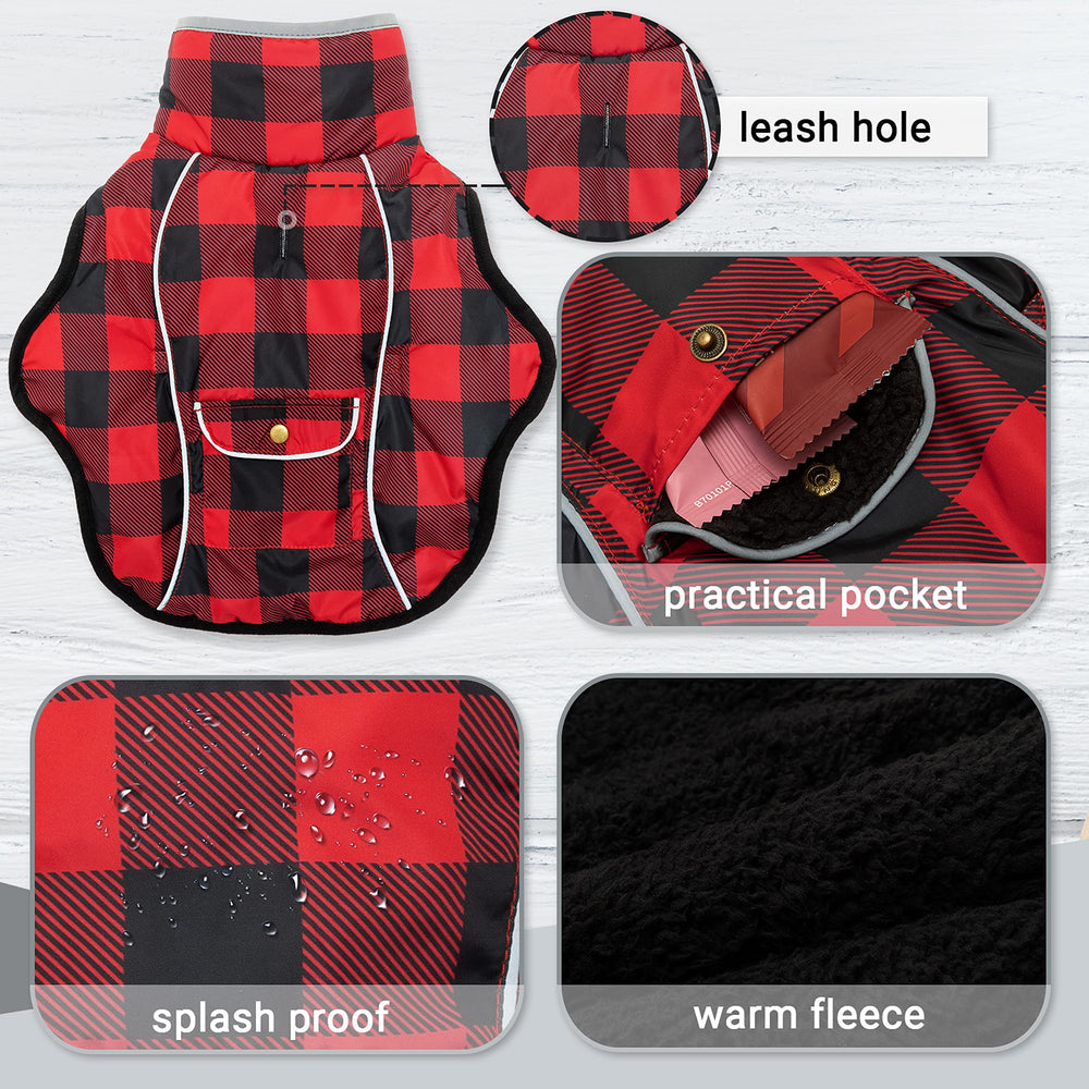 MOTZABO dog winter coat turtleneck design protects the neck from cold wind.
