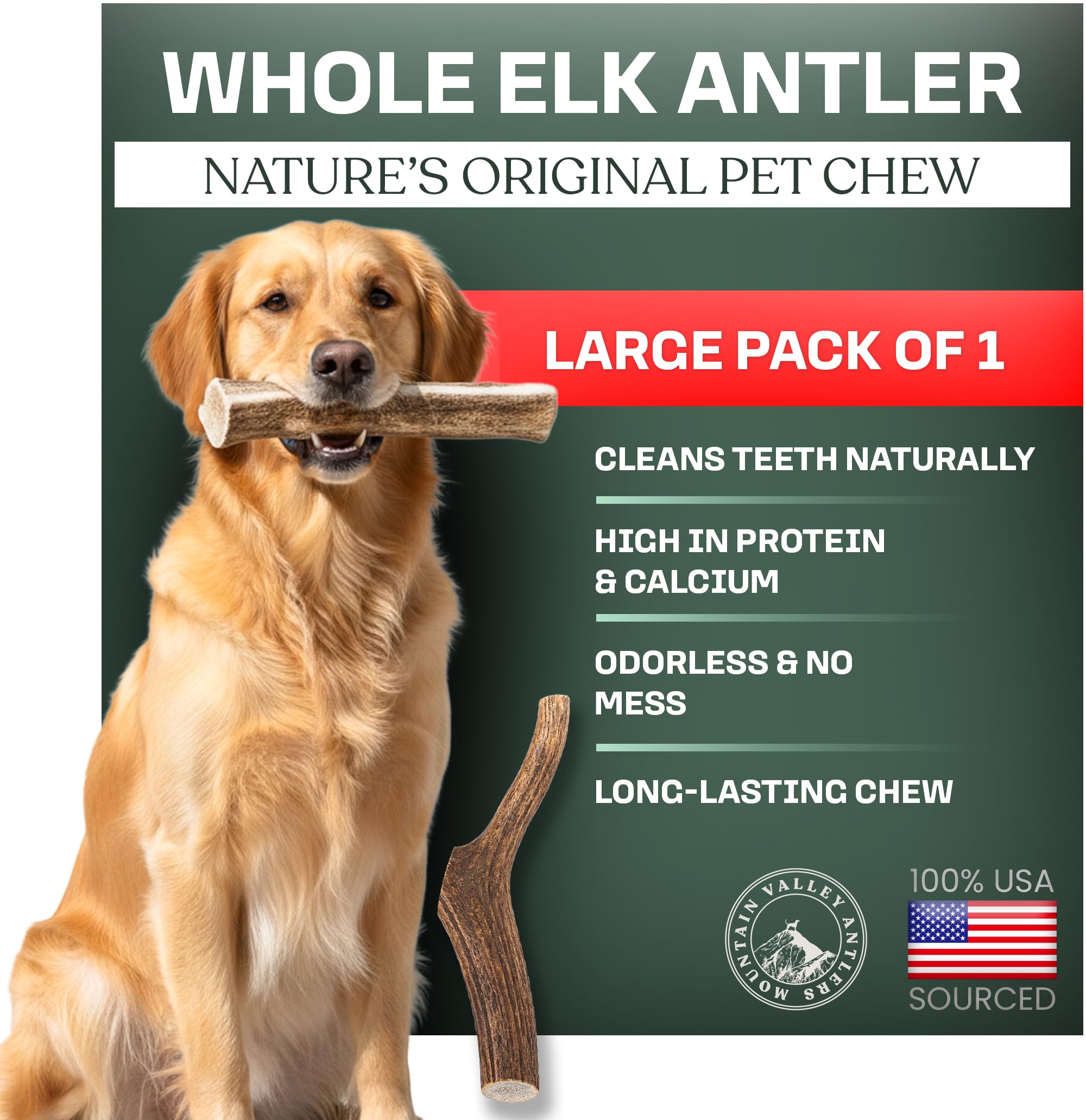 Mountain Valley Antlers elk-antler dog-chew for strong teeth during heavy chews