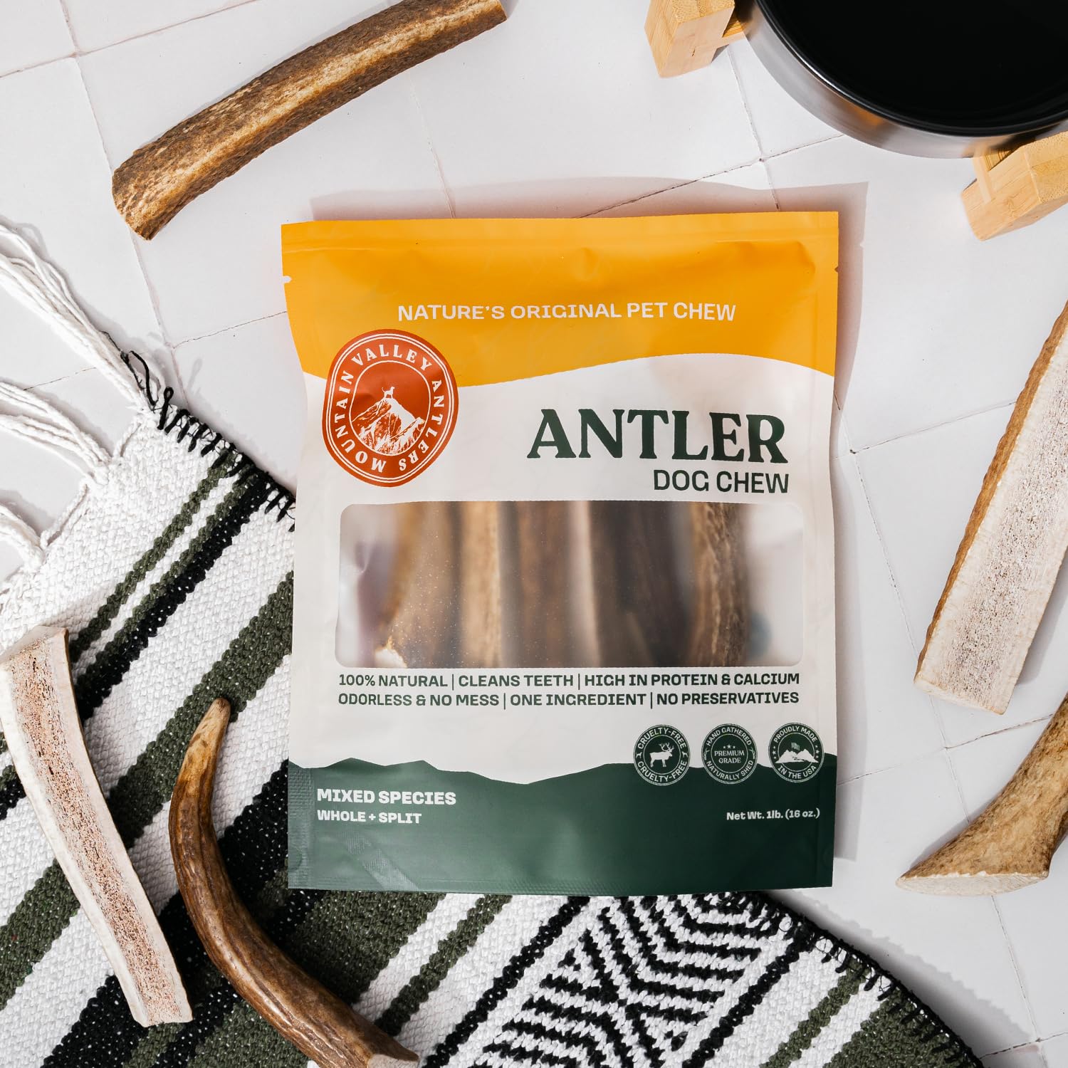 Mountain Valley Antlers grade-a-pack presentation of premium 1 lb mix.