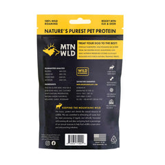 MOUNTAIN WILD Training Treats nibs closeup shows grain-free, high-value bites for focus.