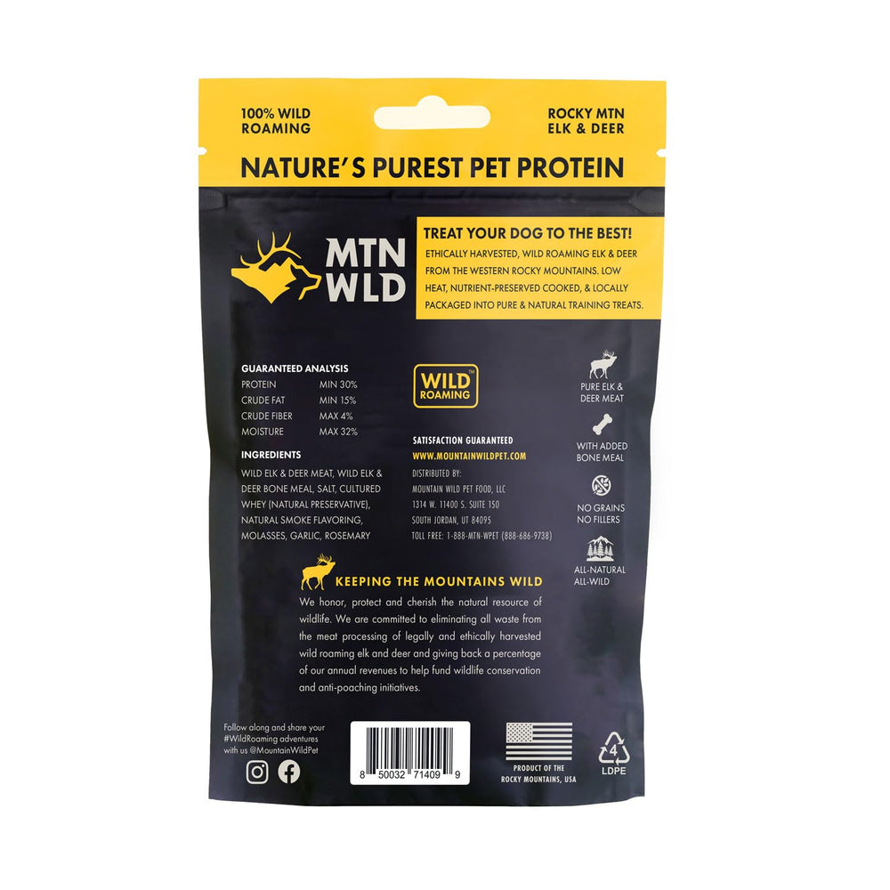Mountain Wild Training Treats nibs close-up highlighting grain-free, natural texture for dogs