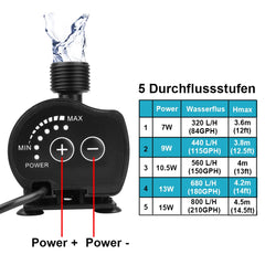 MOUNTAIN_ARK DC12V submersible pump side view suitable for compact water features.