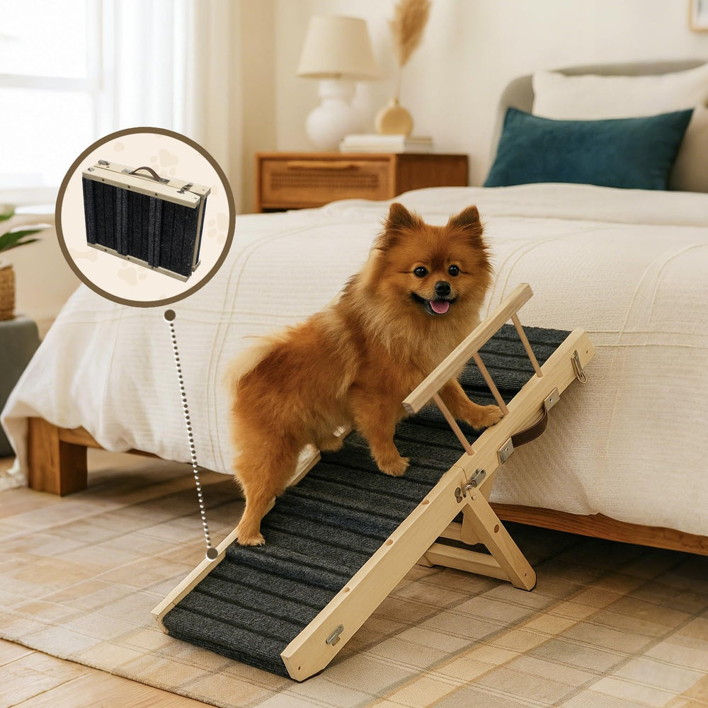 Mousterian small dog ramp with removable side rails for safety