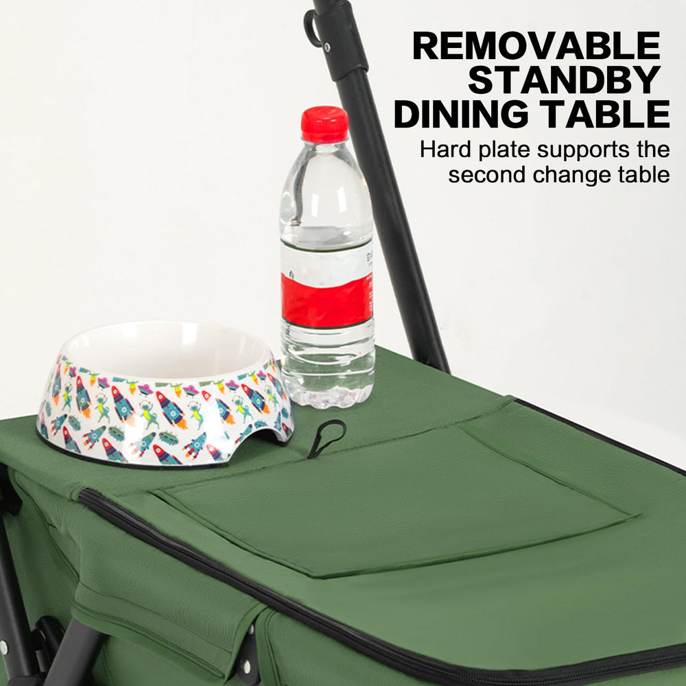 MOV COMPRA pet stroller green storage compartment holds water and snacks during trips