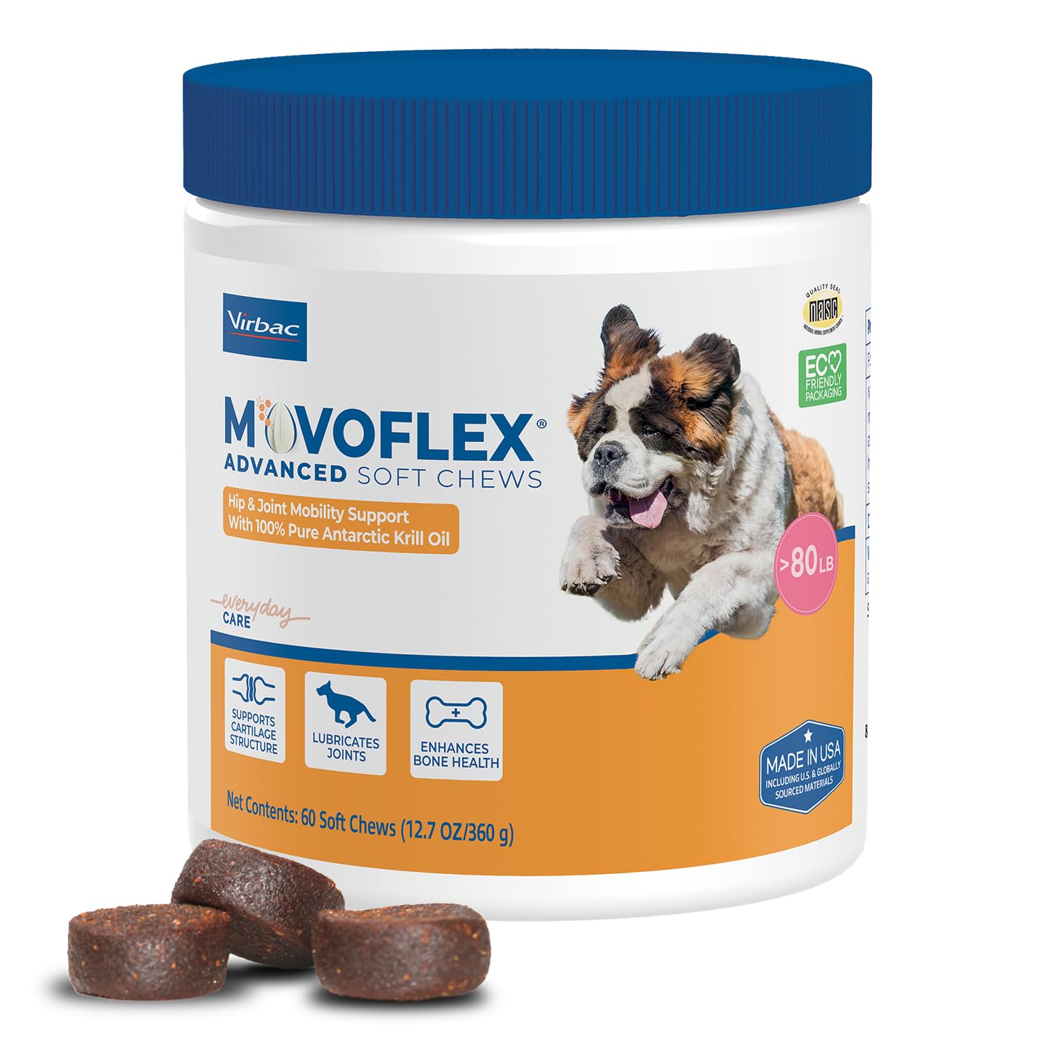 MOVOFLEX packaging highlights easy daily joint support for large dogs.