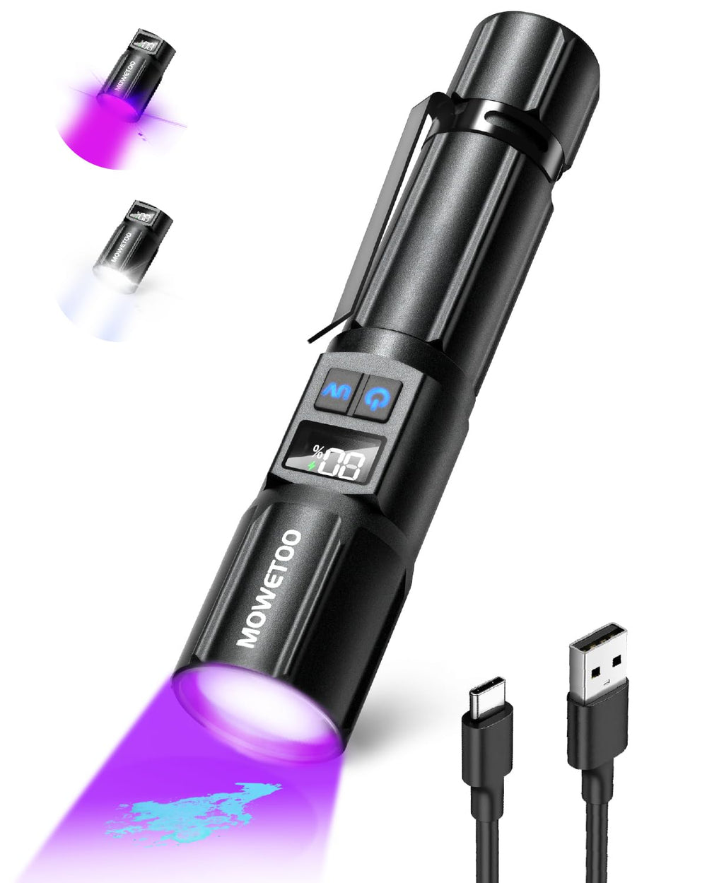 MOWETOO black light flashlight reveals hidden stains with 395nm UV light
