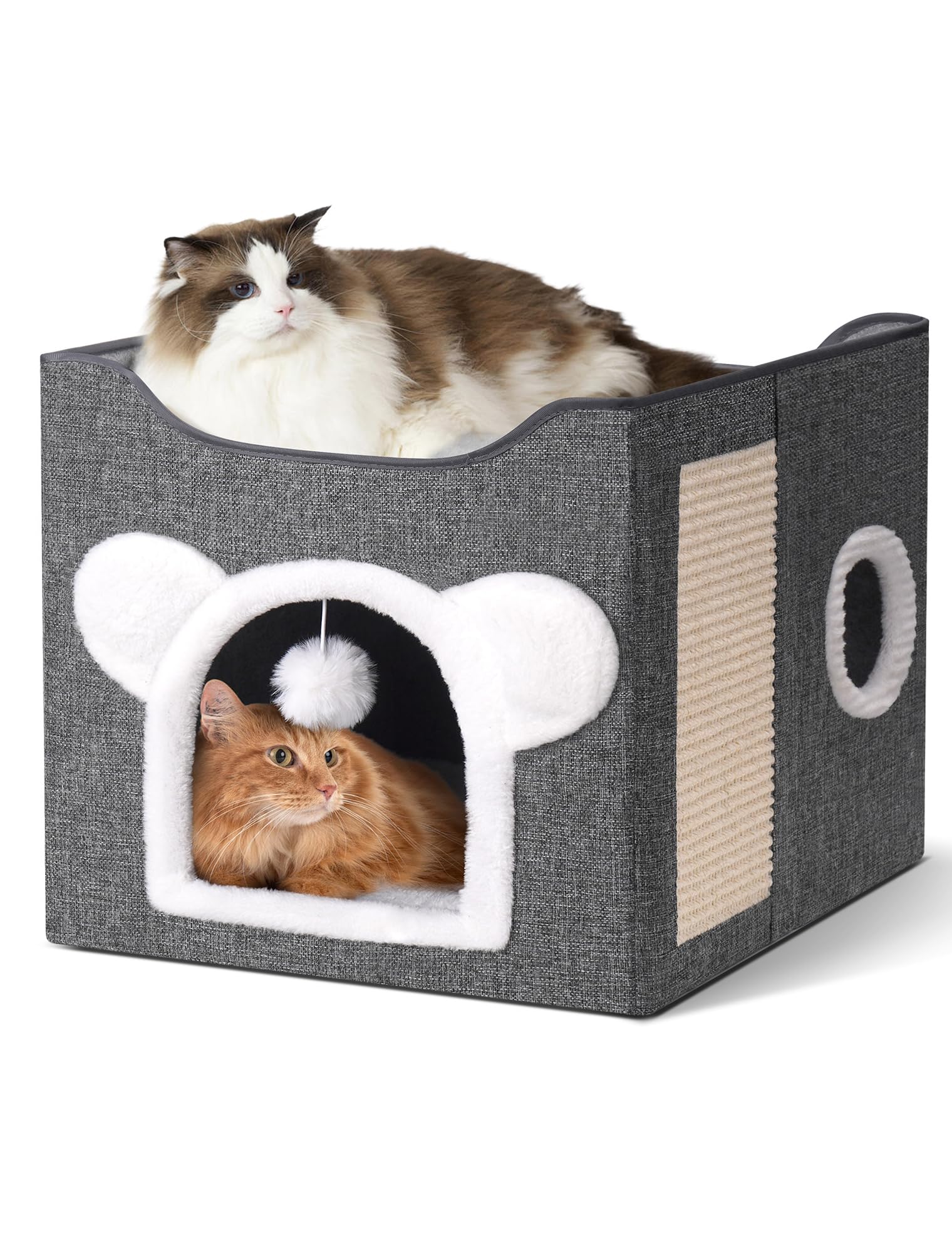 MOYLLOG cat house interior view shows a cozy den for quiet, secure lounging.