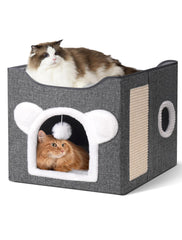 MOYLLOG cat house interior view shows a cozy den for quiet, secure lounging.