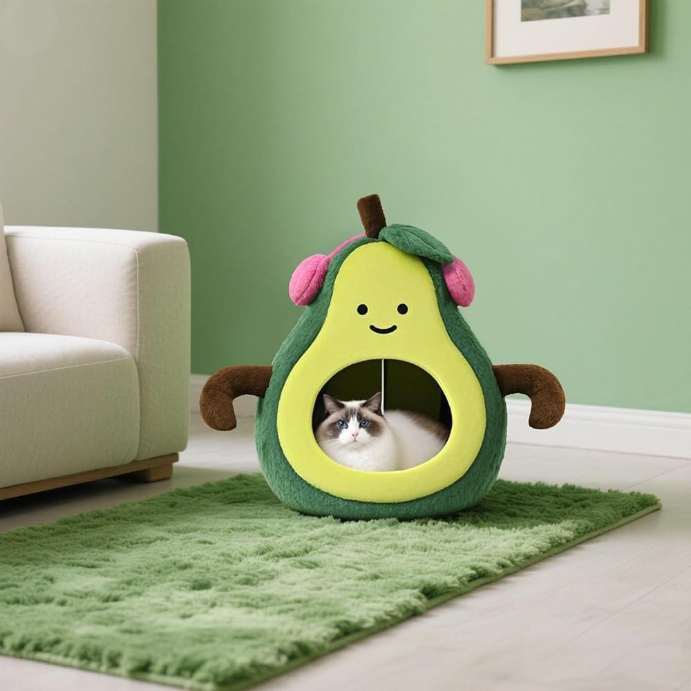 MOYMO avocado cat cave side view highlighting shelter and privacy