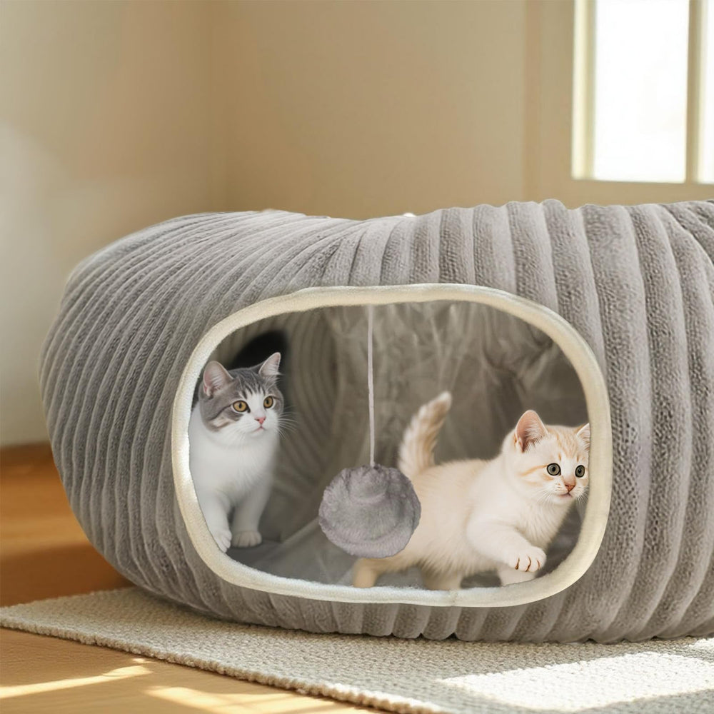 MOYMO cat-tunnel-bed-s-shaped image shows varied routes for curious cats.