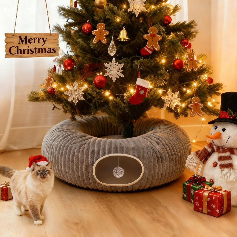 MOYMO cat-tunnel-bed-semi-circle image for versatile lounging and play.