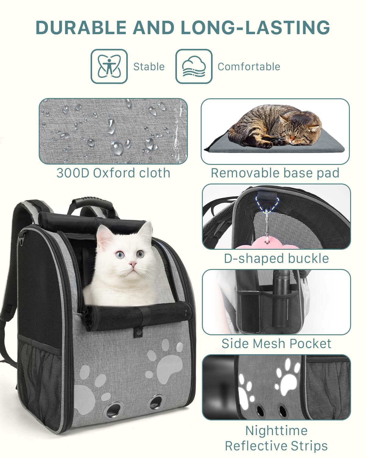 Moysoon cat backpack foldable design enables compact storage when not in use.