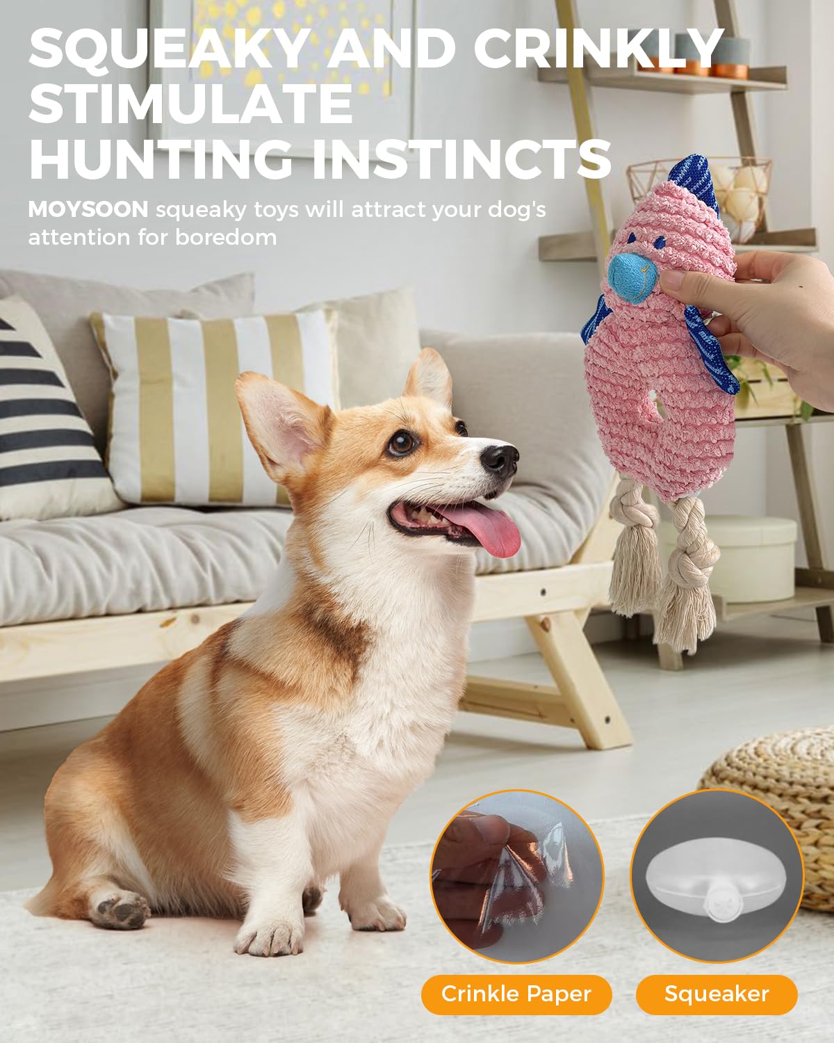 Moysoon durable plush dog toy supports long-lasting chew sessions