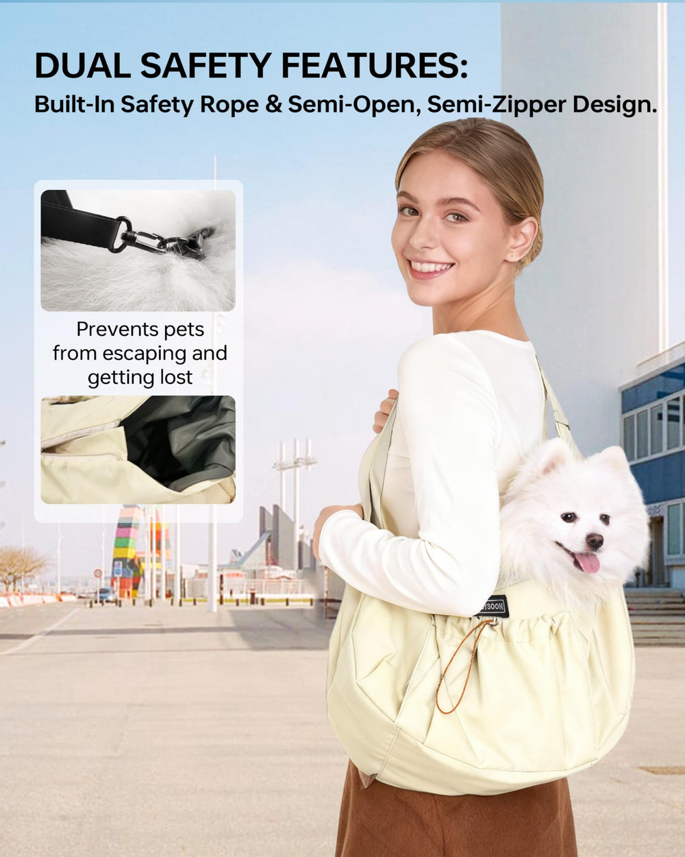 Moysoon Puppy Sling Carrier pocket storage keeps essentials within easy reach