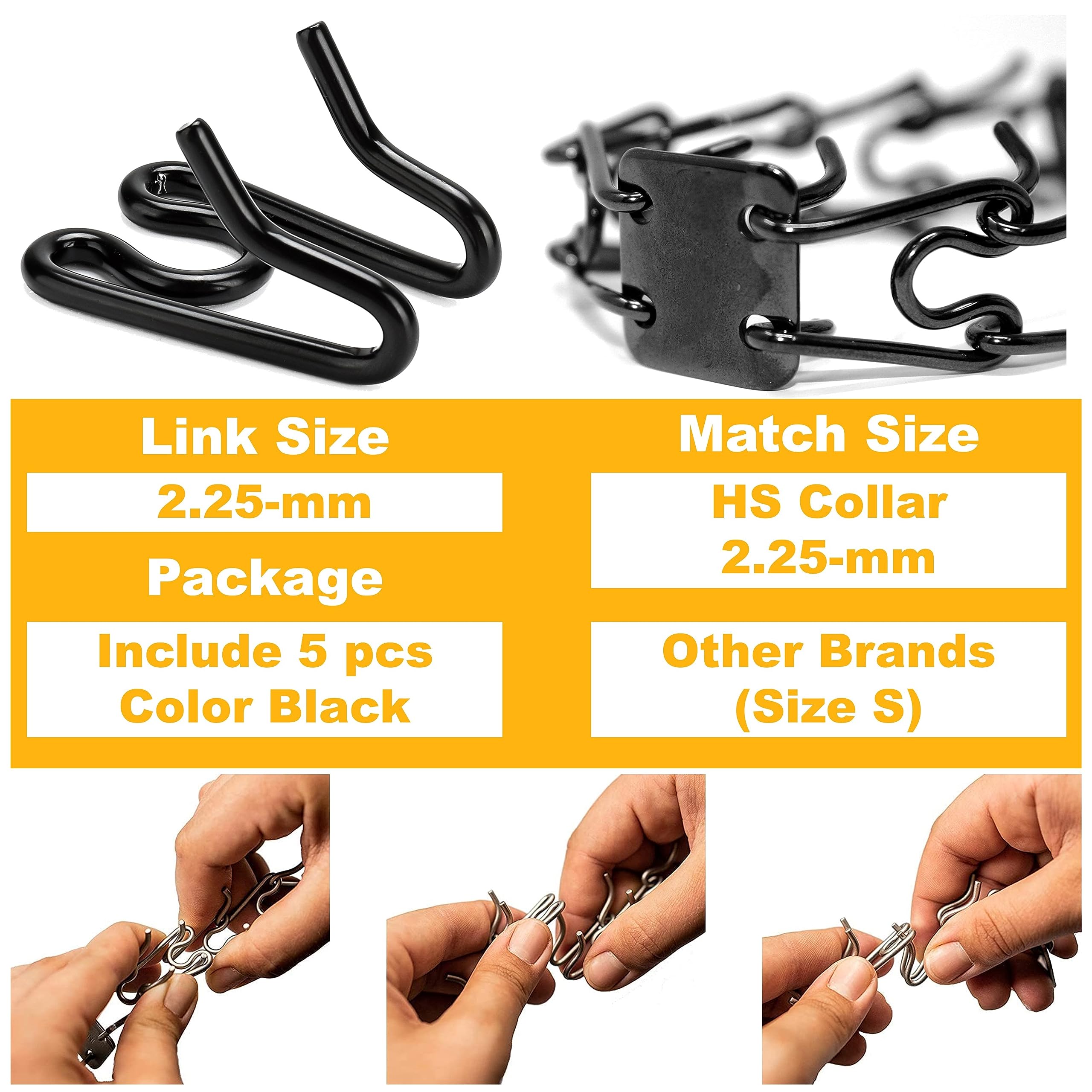 Mozeto collar-length extension shows 2.25mm links for secure training