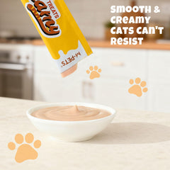 M-PETS Triple Meat Lickable Treats close-up showing creamy squeeze texture.