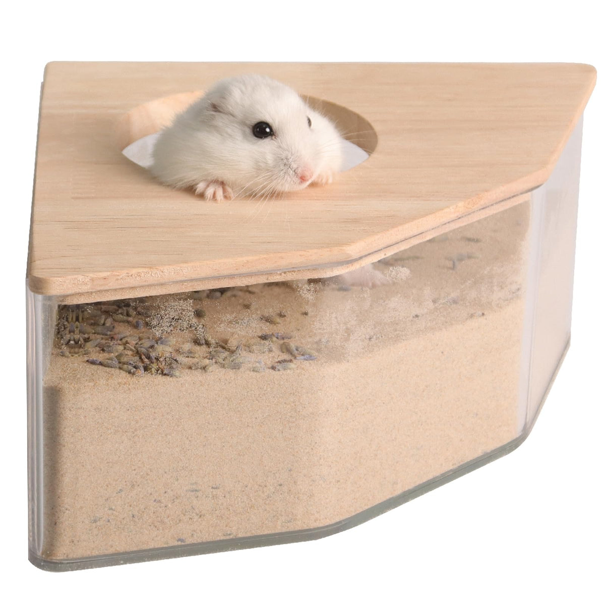 MPMLMF hamster sand bath box round provides a spacious bath area for small pets