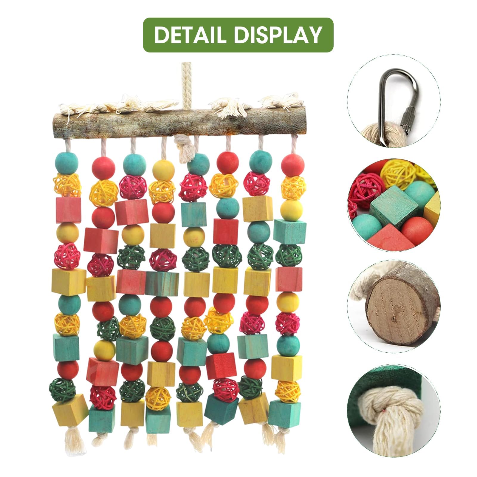MQ Large Bird Toy in cage hanging setup for easy installation