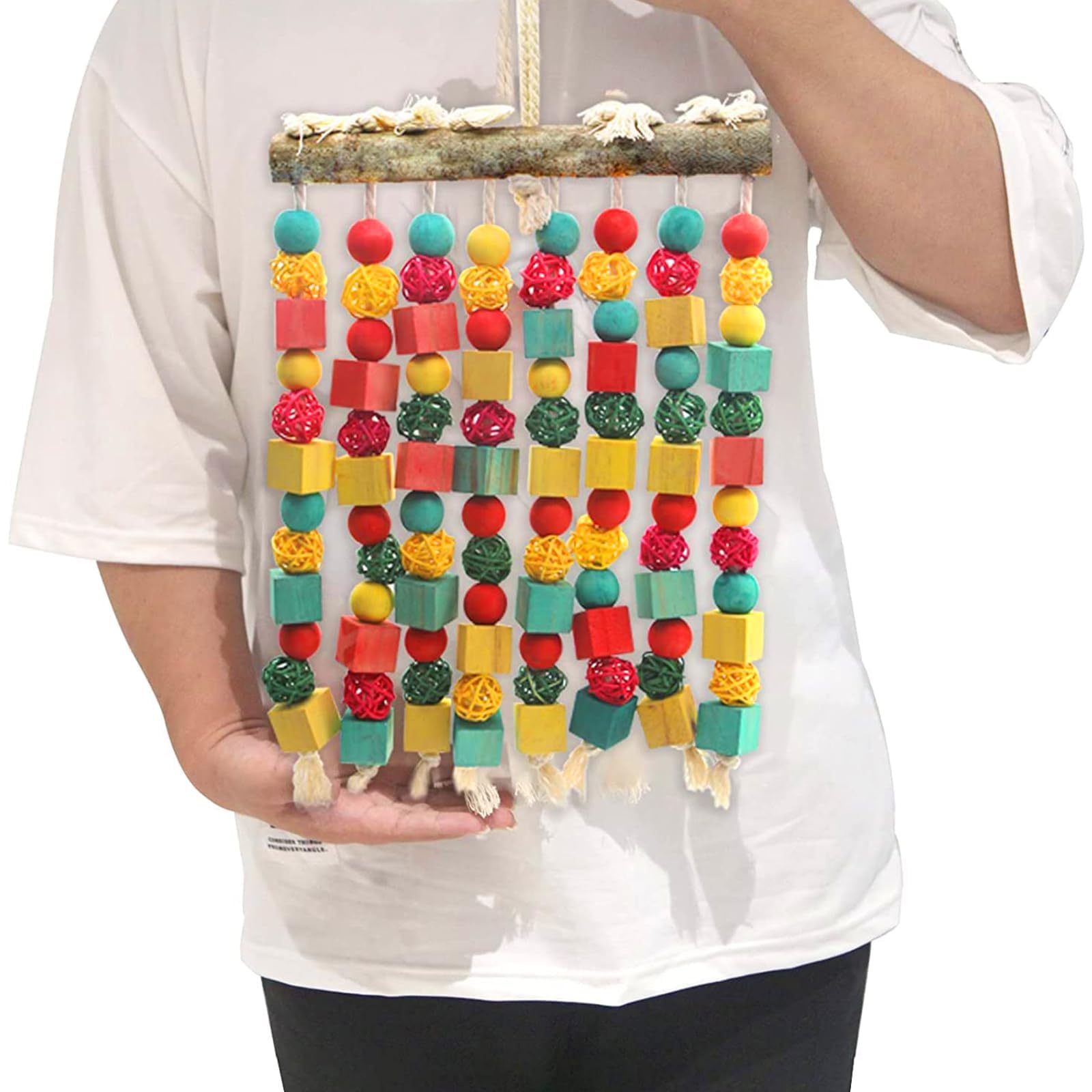 MQ Large Bird Toy multi-layer layout engages parrots during play
