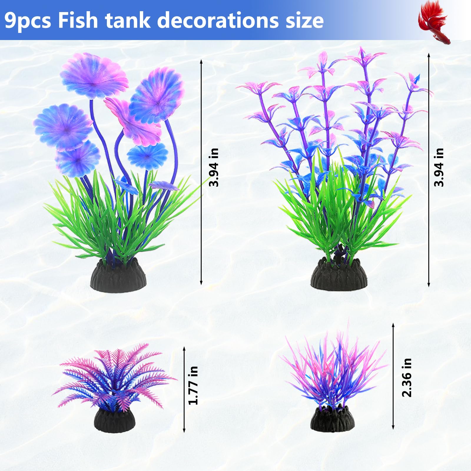 MQACPUPY larger aquarium plants enhance tank depth and interactive hiding spots.