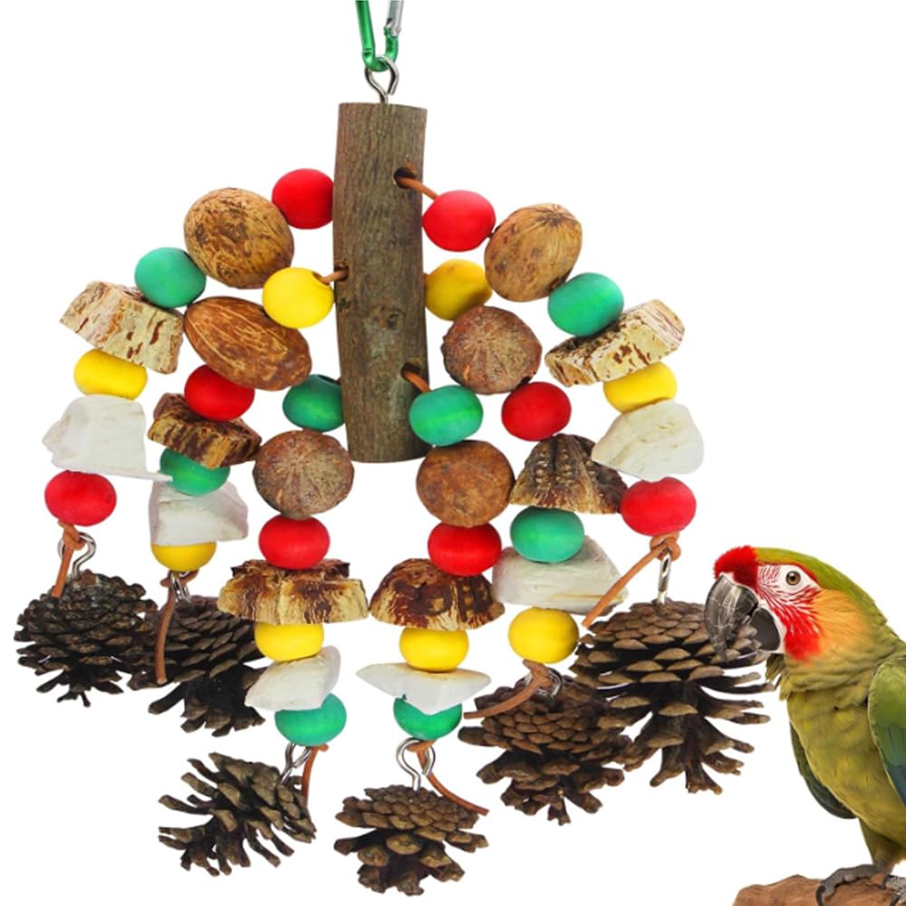 MQUPIN parrot toy with bright color blocks supports enrichment and beak conditioning