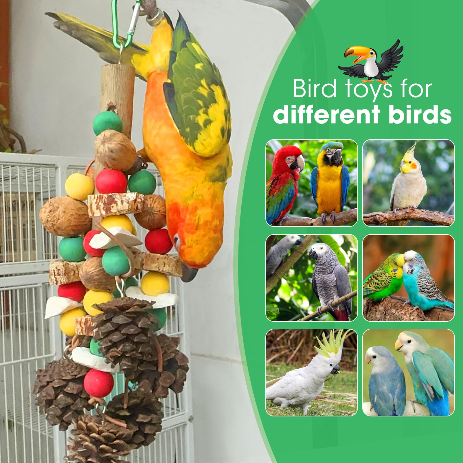 MQUPIN parrot toy colorful wood blocks stimulate mental engagement and joyful activity