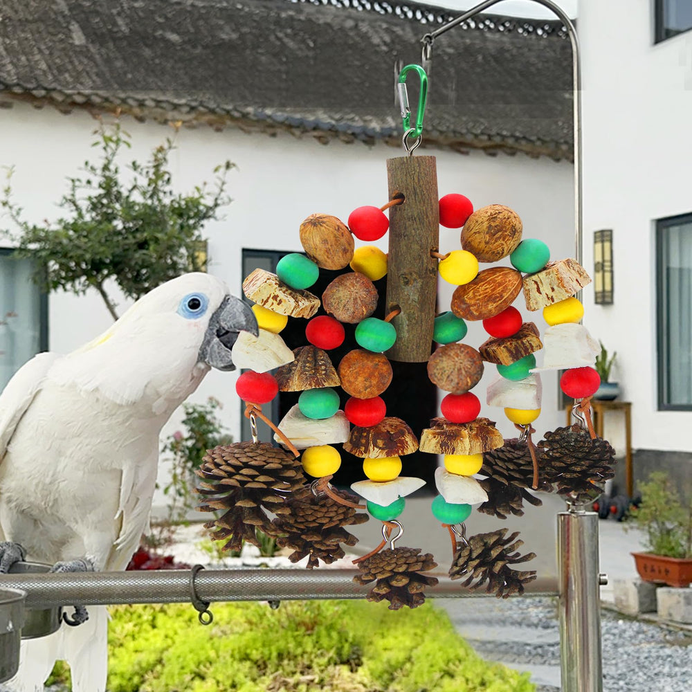MQUPIN parrot toy pine cones and fruit deliver natural texture and interest
