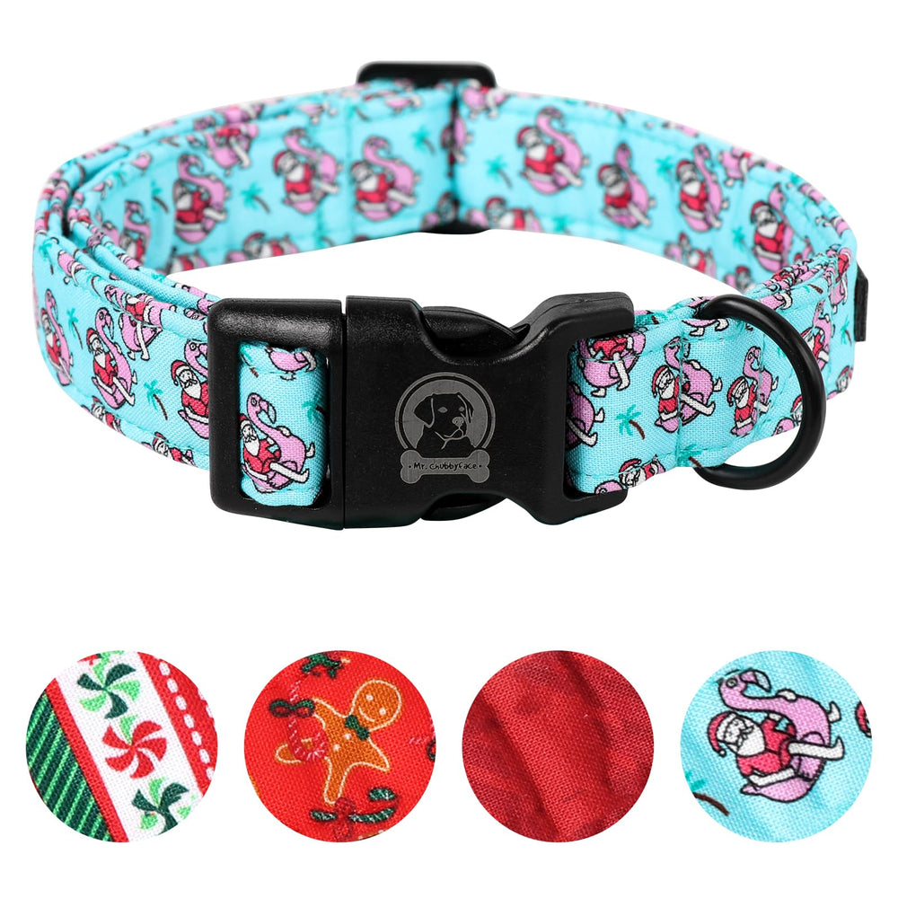 MR.CHUBBYFACE Christmas cotton dog collar with tree pattern for breathable festive wear.