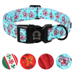 MR.CHUBBYFACE Christmas cotton dog collar with tree pattern for breathable festive wear.