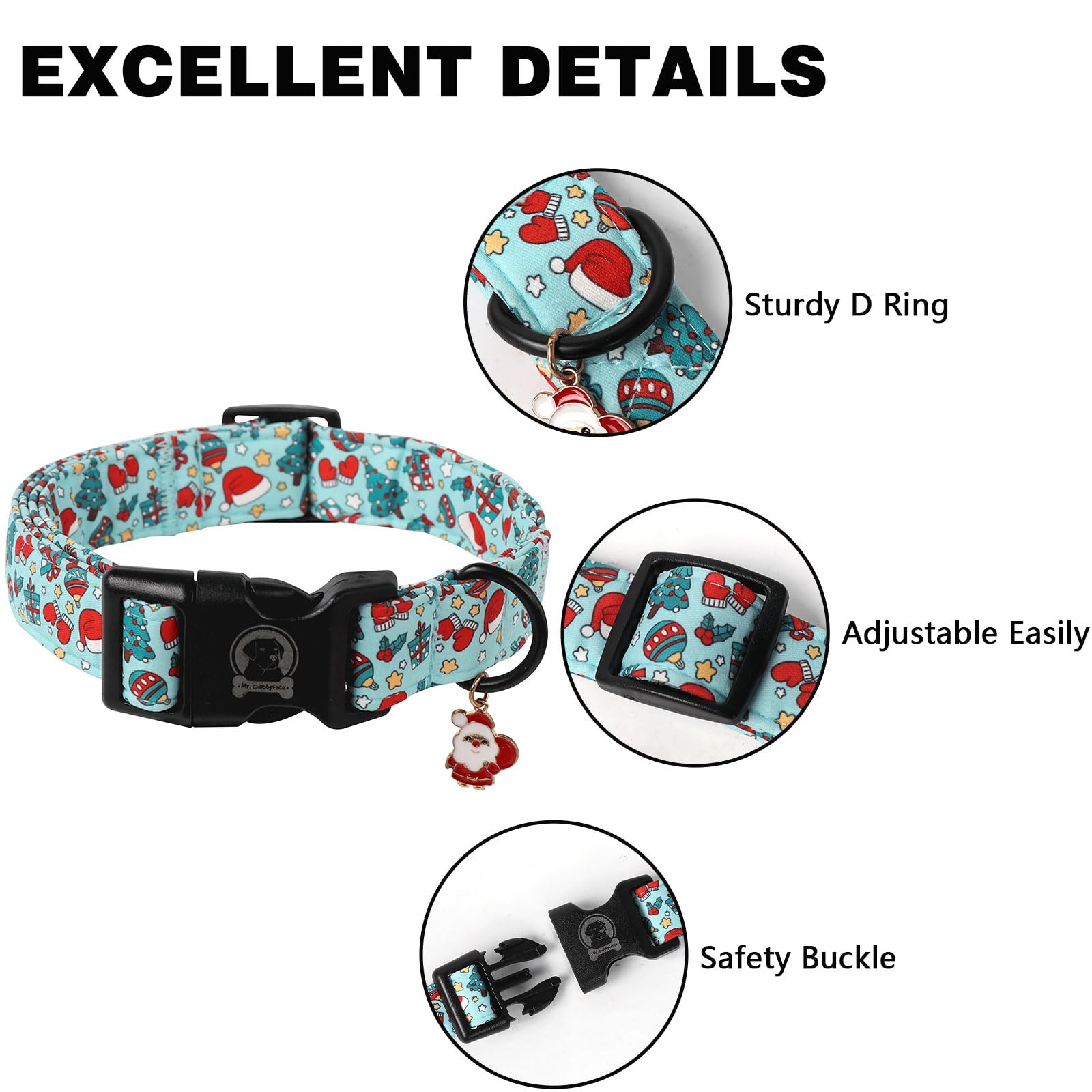 MR.CHUBBYFACE Christmas collar in cotton; soft breathable comfort