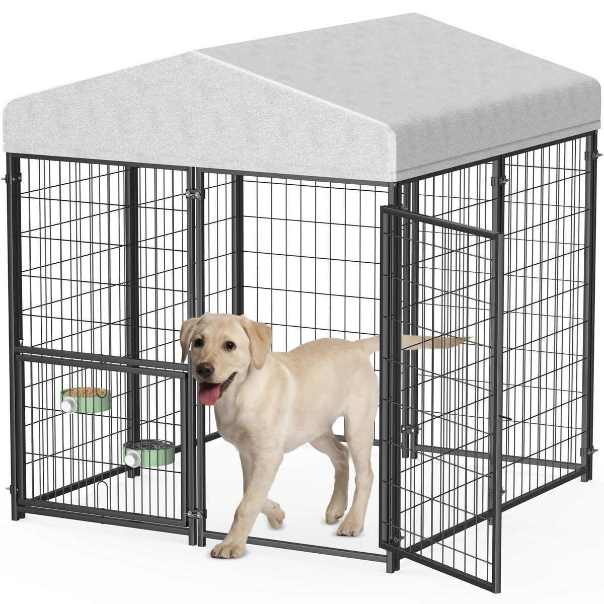 Mr IRONSTONE large dog kennel with outdoor roof offers shelter and weather protection.