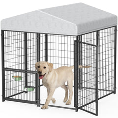 Mr IRONSTONE large dog kennel with outdoor roof offers shelter and weather protection.