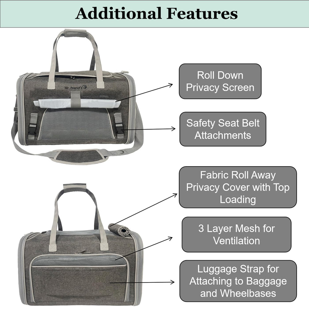 Mr. Peanut's Gold Series Big Apple XL carrier interior space demonstrates comfortable lying area
