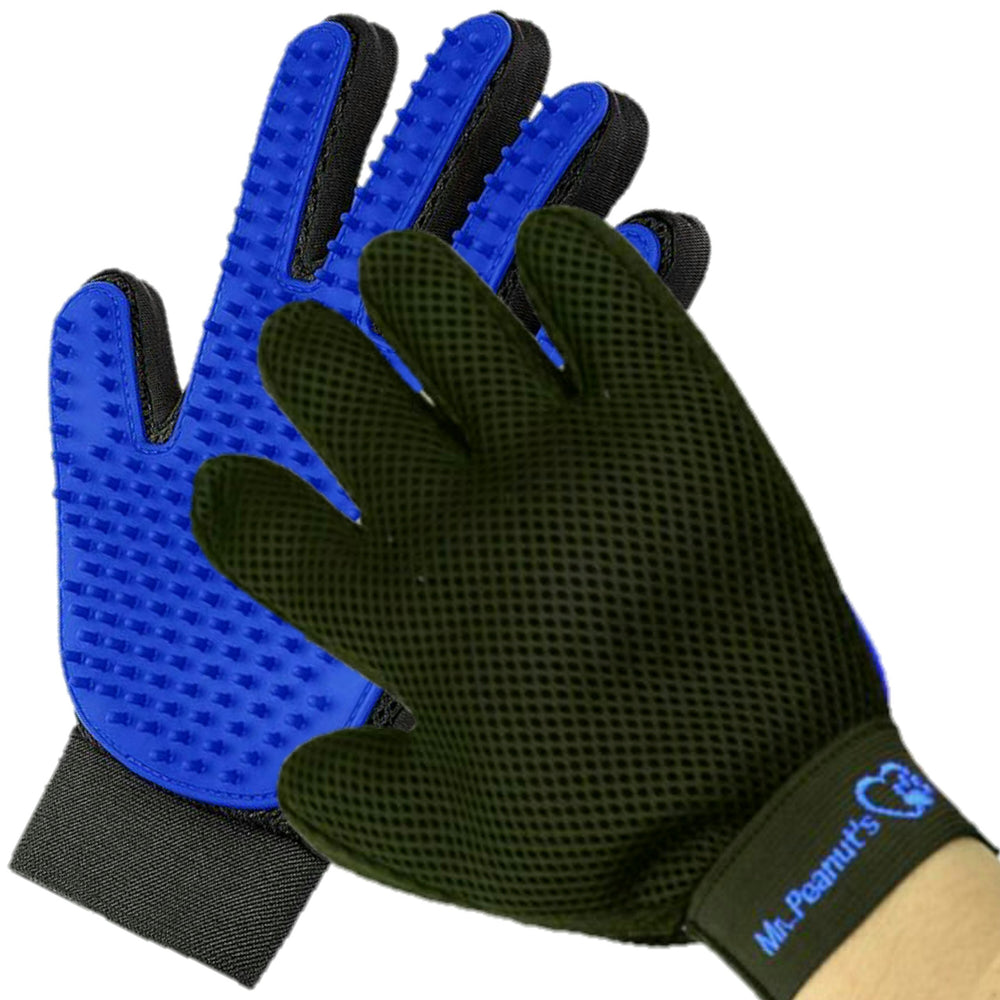 Mr. Peanut's grooming glove highlights massage effect with rounded silicone tips on fur.