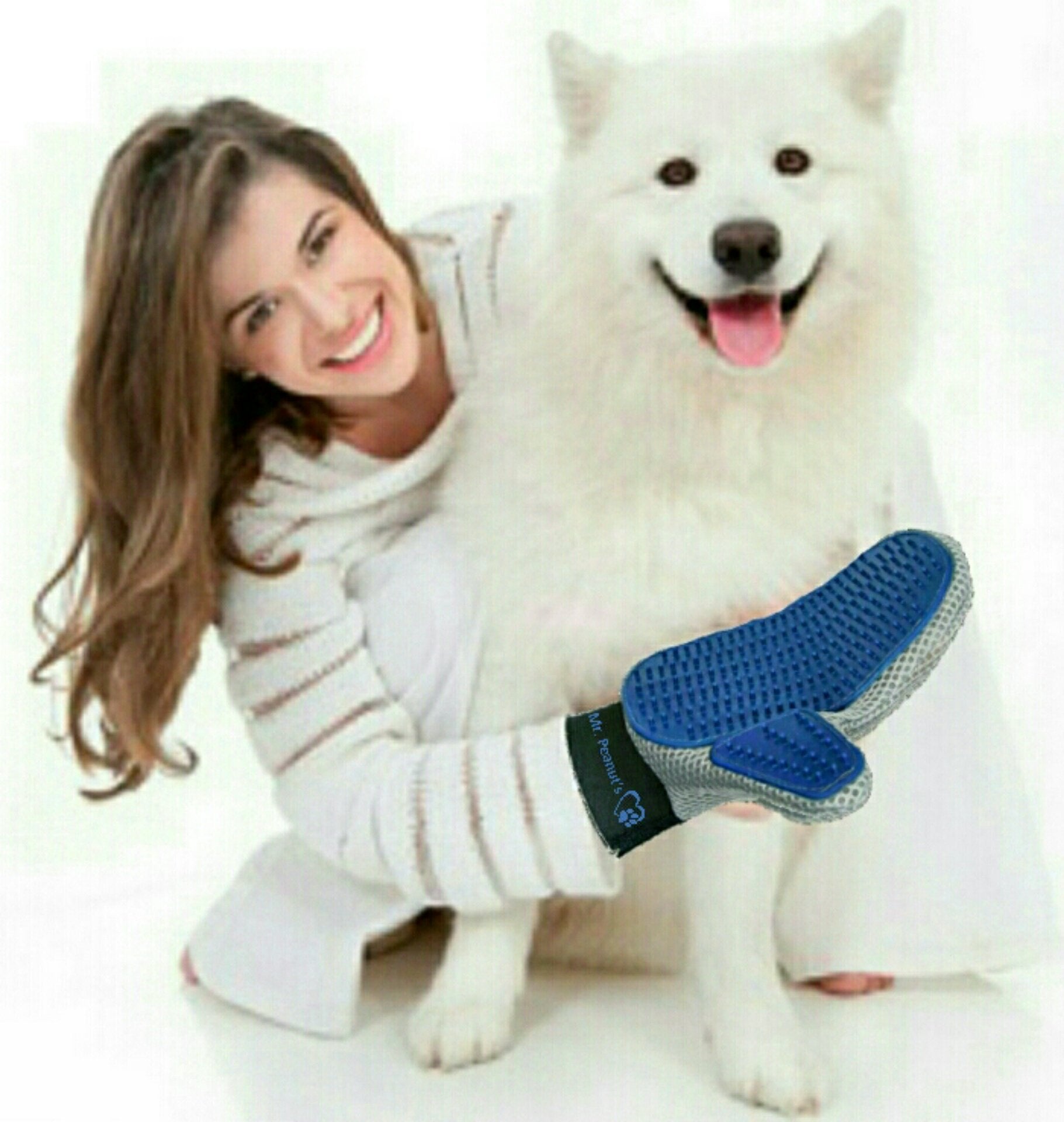 Mr. Peanut's glove features breathable mesh for quick-drying, easy cleaning after grooming.