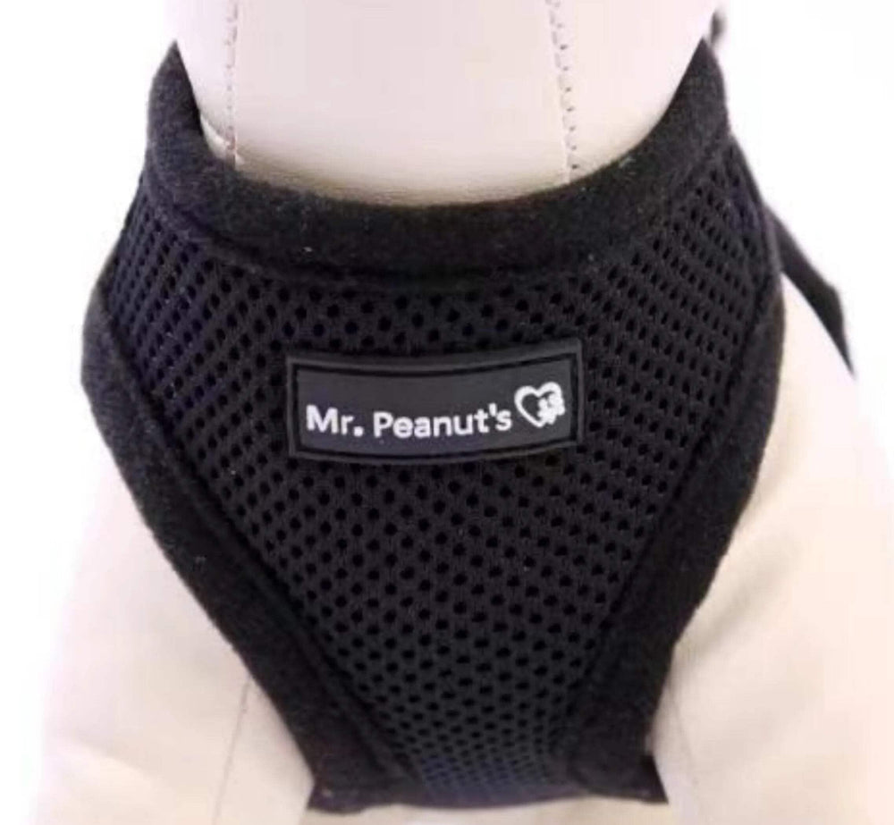 Mr. Peanut's PupTrek XS harness side view showing adjustable fit and comfy mesh.