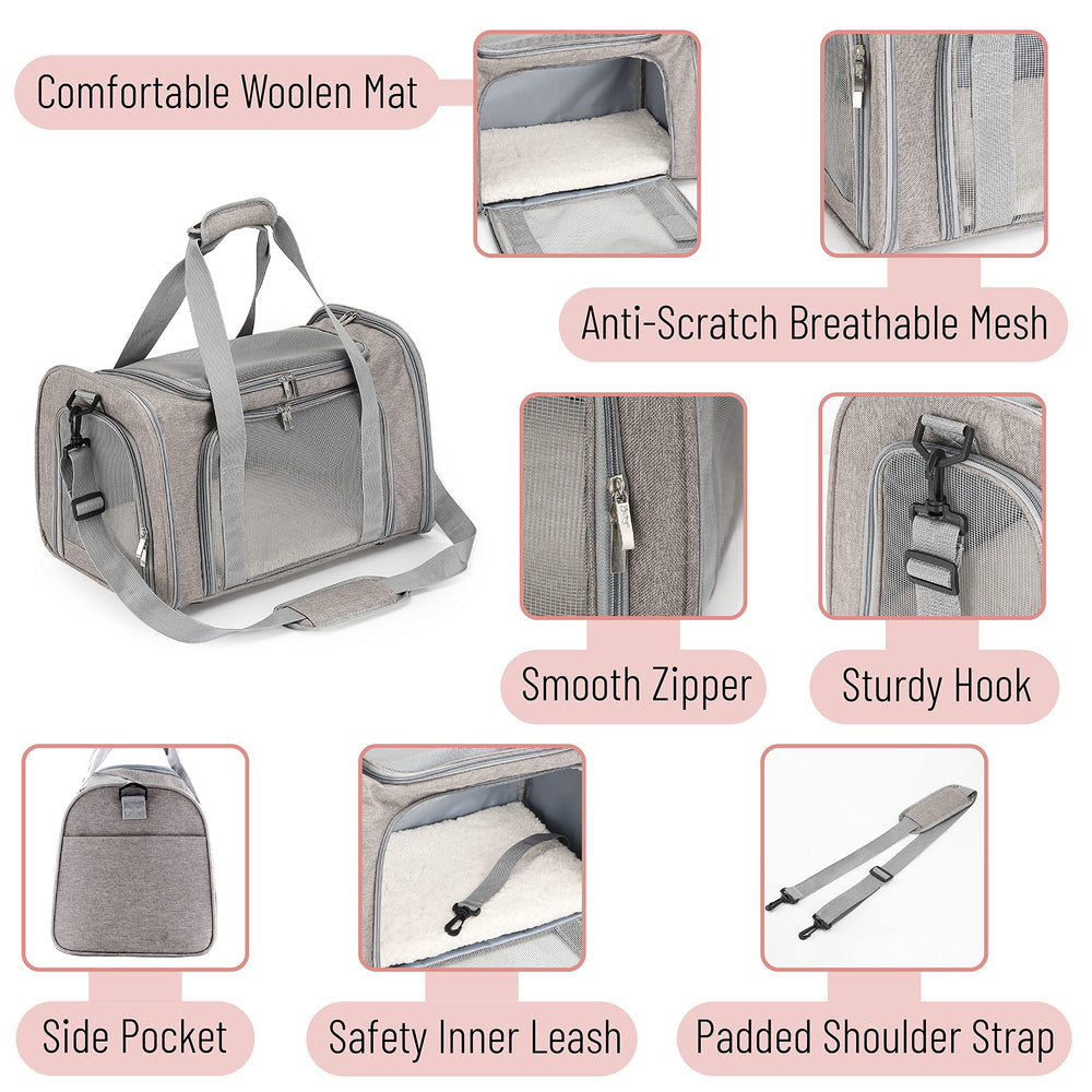 Mr. Pen cat carrier mesh detail emphasizes ventilation and visibility for pets.