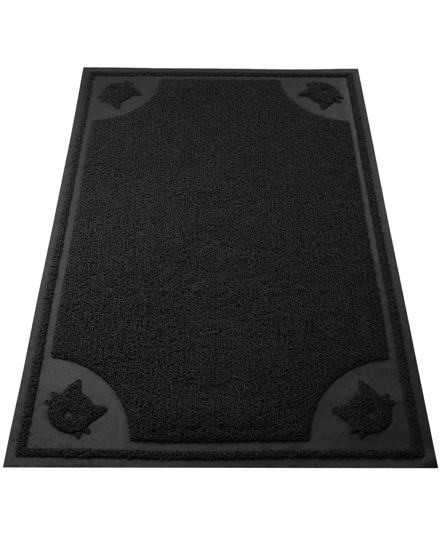 Mr. Pen Large Cat Litter Mat front view in black showcases generous 23x35 size.