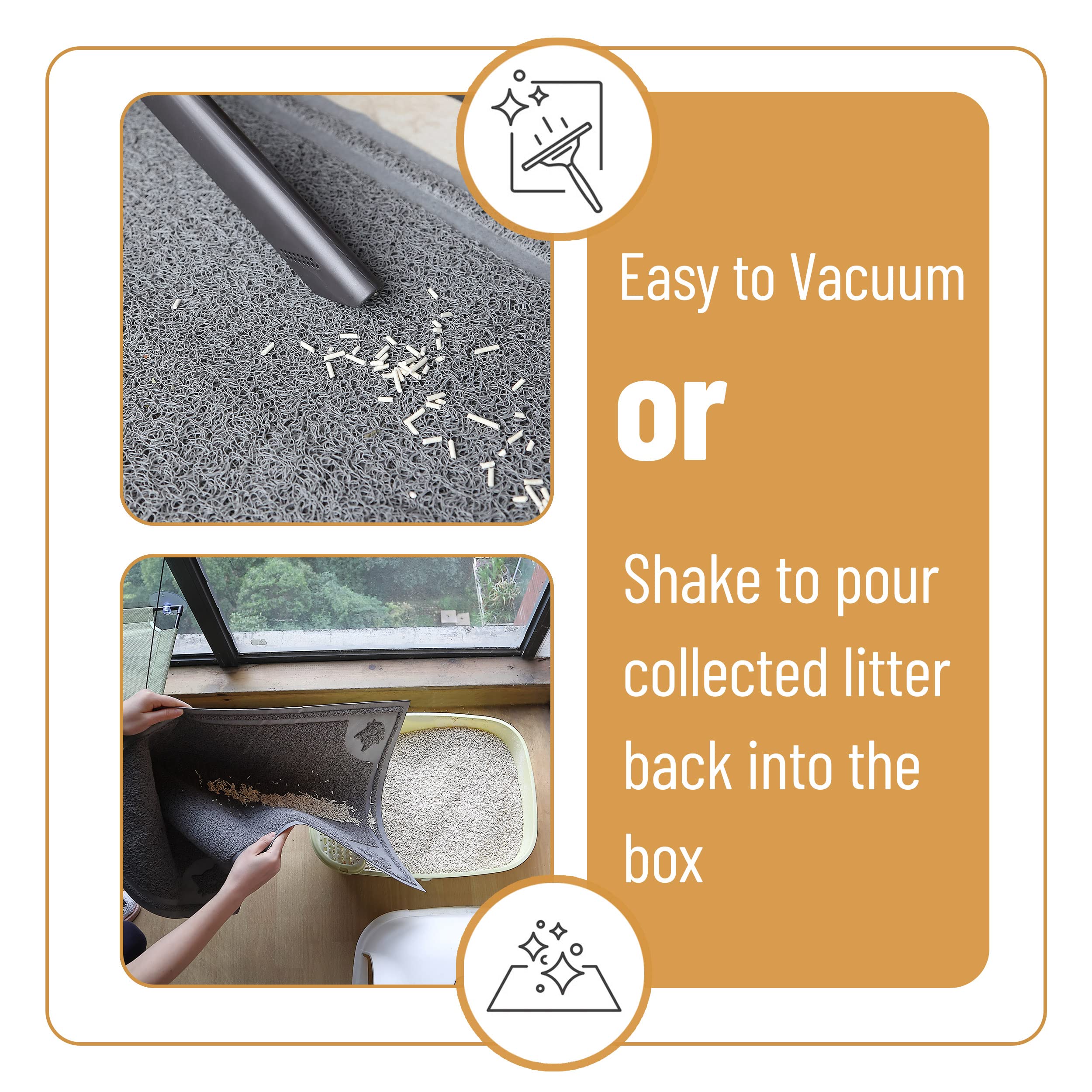 Mr. Pen large cat litter mat pvc-soft-texture is easy to wipe clean.