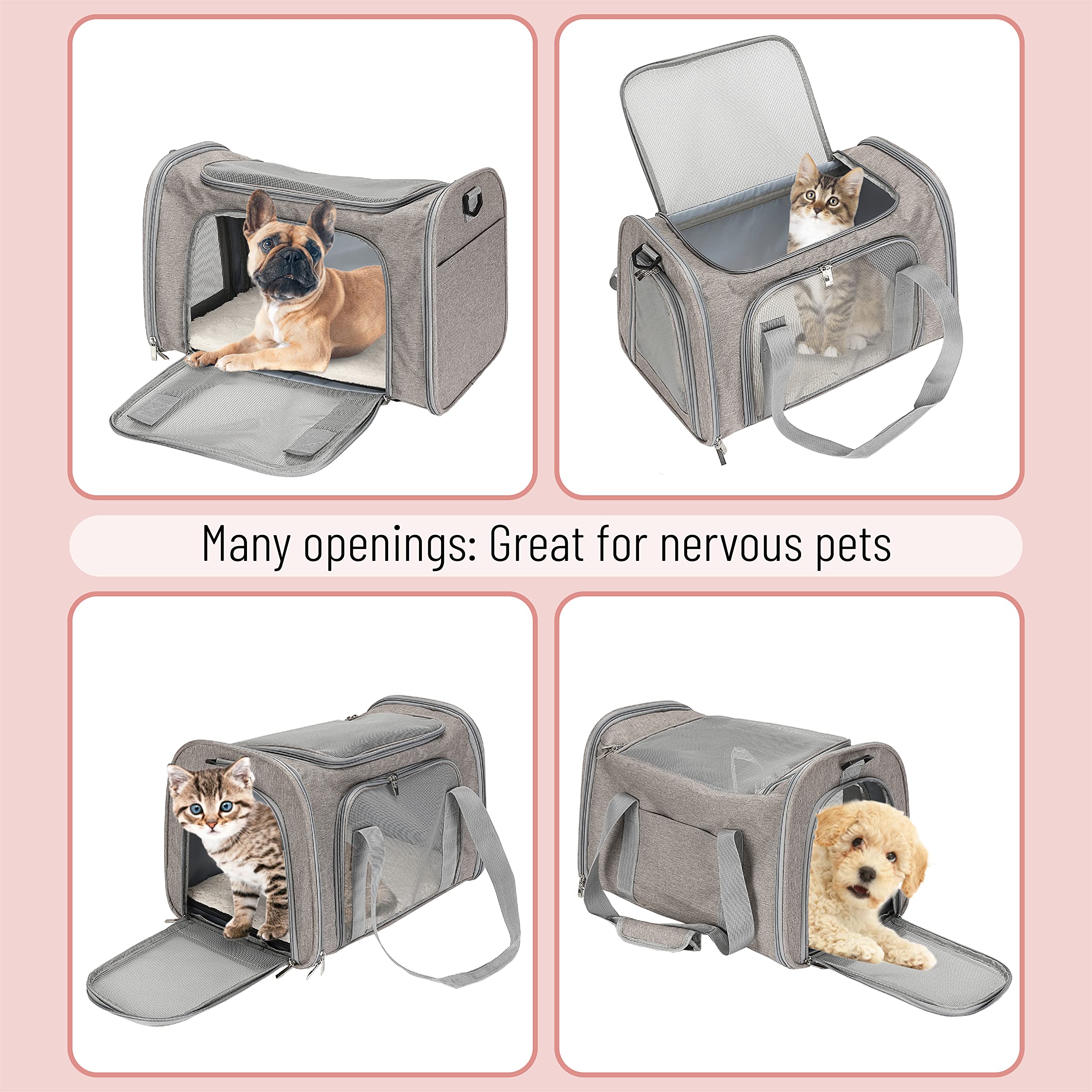 Mr. Pen pet carrier ventilated design promotes airflow and pet awareness.