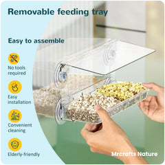 MrCrafts Nature feeder features bottom drainage holes to keep feed dry.