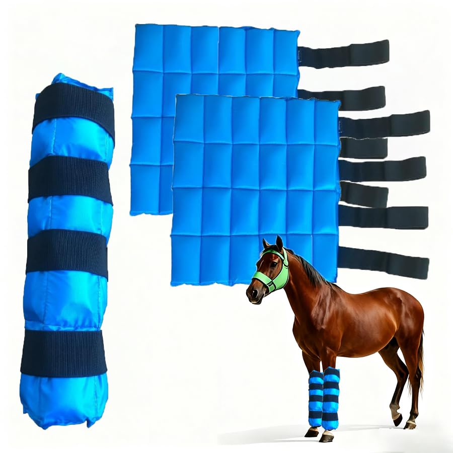 MR.ICE Horse Ice Boots front view with cooling relief after training.