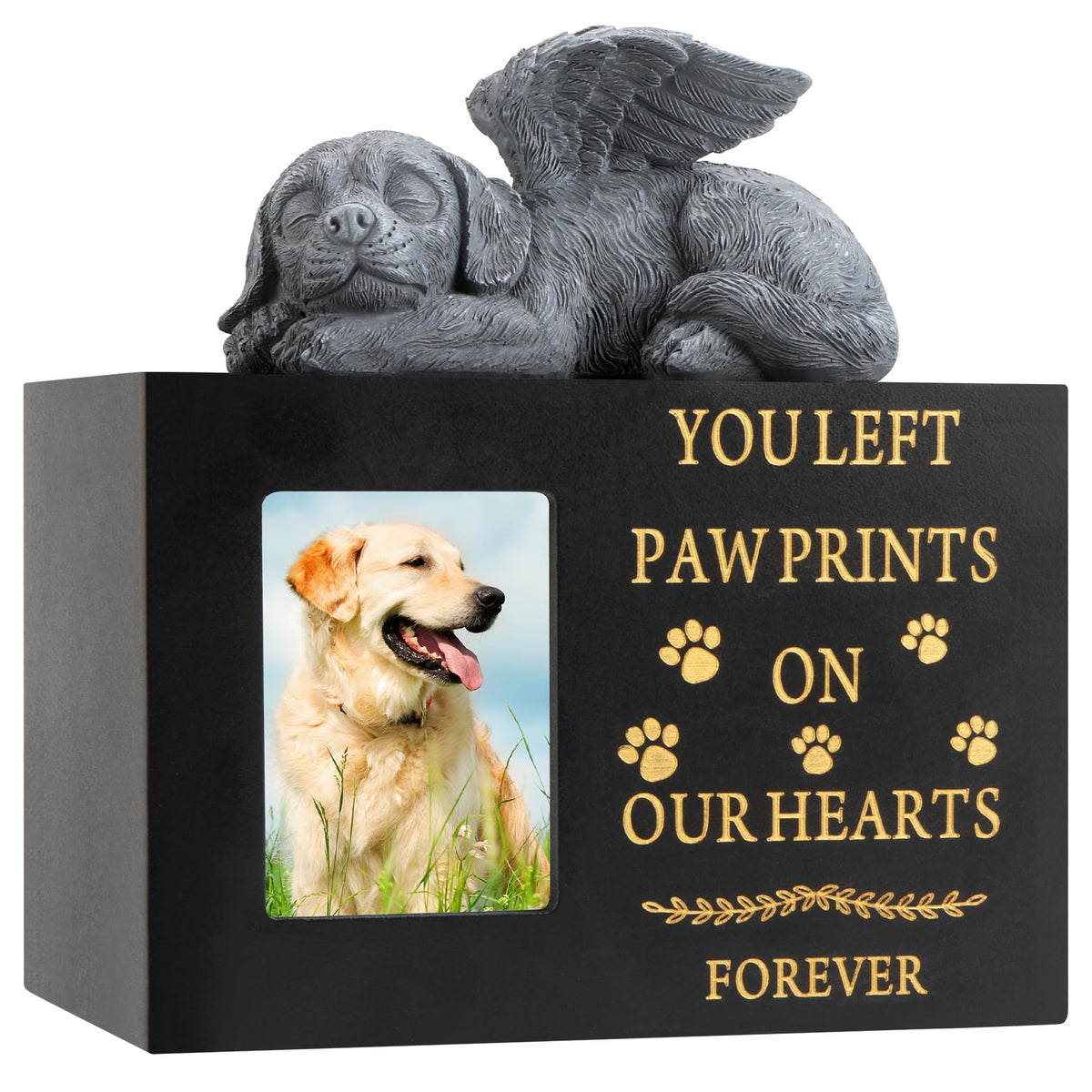 MROUEN pet urn with dog angel frame offers lasting memory display