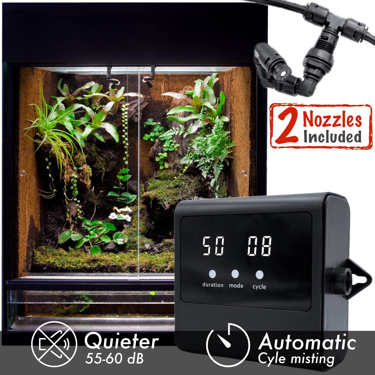 MRREPTILE Reptile Mister MS100 adjustable misting range for customizable humidity.