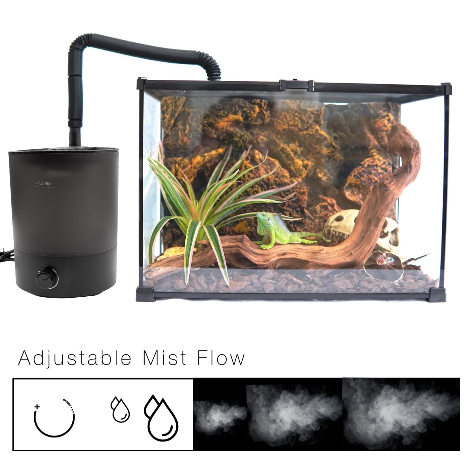 MRREPTILE Reptifogger terrarium setup illustrating easy placement and integration