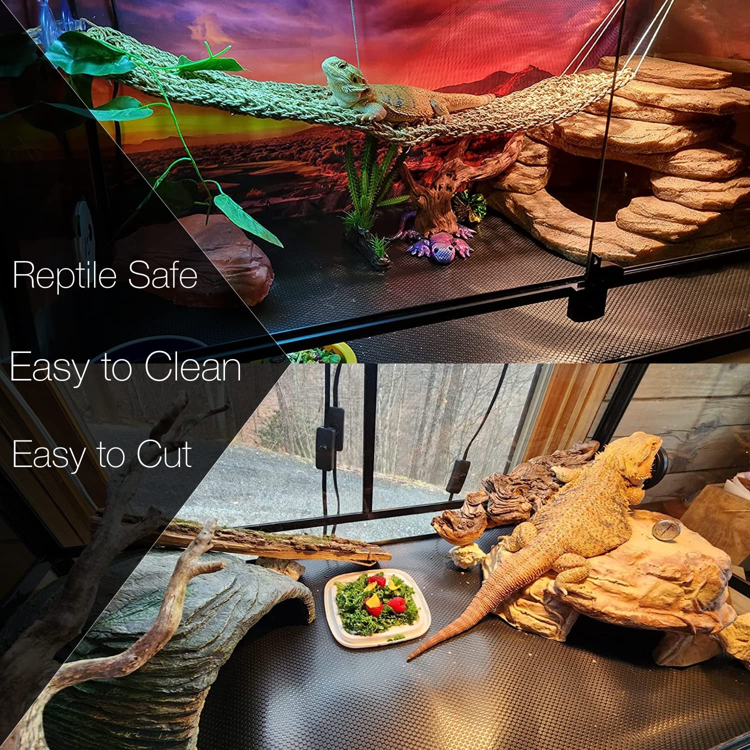 MRREPTILE reptile substrate mat bed setup with blanket and pillows for lounging